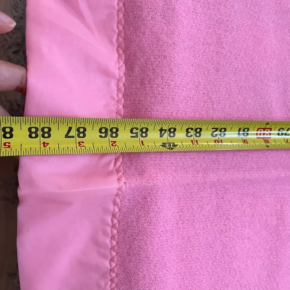 Vintage Pink Wool Blanket 80 x 88